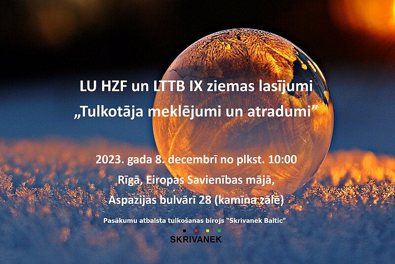 IX ziemas lasījumi “Tulkotāja meklējumi un atradumi” 8. decembrī